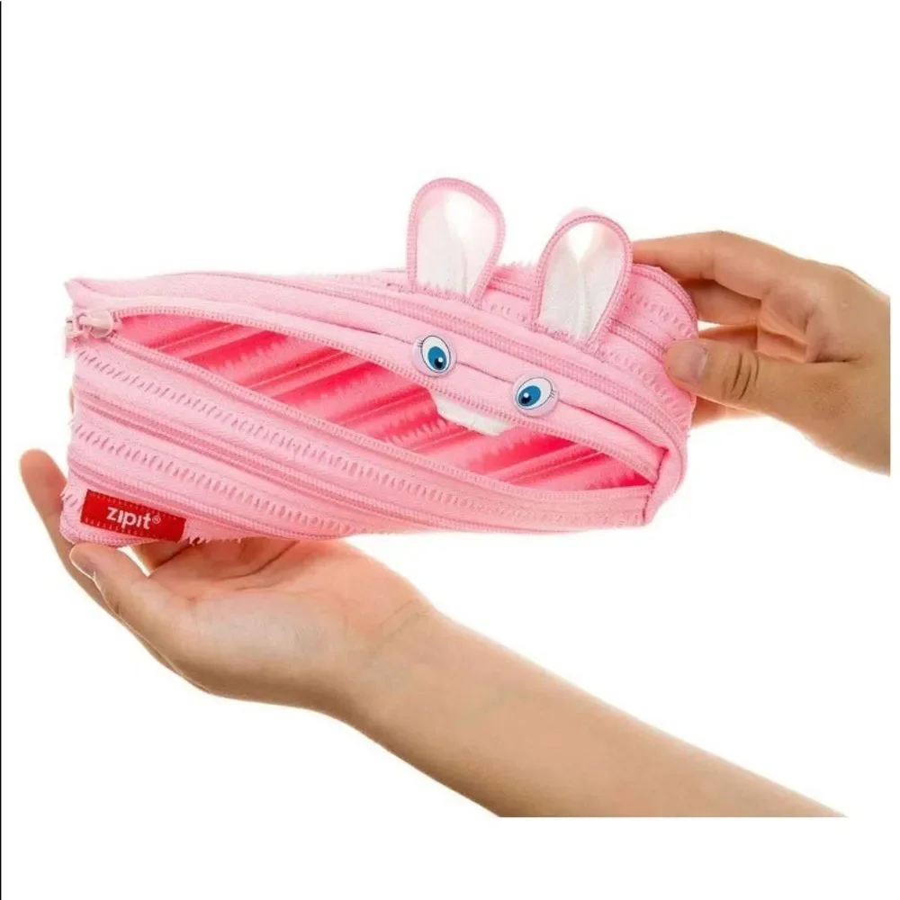 Zipit pink bunny zipper cosmetics case